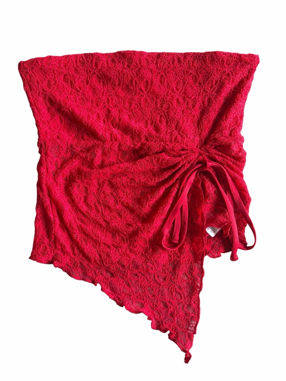 Edikted Asymmetric Textured Lace Tube Top Size Small
